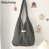 Weiyinxing Plush Handbag Large Capacity Shopping Bag Student Simple Schoolbag Front and Back Single Shoulder Bags for Women 2023