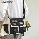 Weiyinxing Japanese Simple Messenger Bag Pouch Nylon Waterproof Canvas Handbag Shoulder Crossbody Bags for Women Men Satchels Bolsas