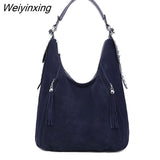 Weiyinxing FASHION Women Handbag Designer Shoulder Bag Women's High Quality Faux Suede Stitched Crossbody Bag Purse Chic Tote Bags