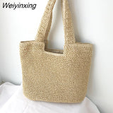 Weiyinxing straw women shoulder bags rattan handbags wicker woven summer beach bag lady large capacity tote female bali purses 2023