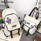 Weiyinxing Large Capacity Student Backpack High Quality Boy Girl Two Piece Schoolbag Set Fashion Waterproof Book Pack Travel Bag New