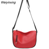 Weiyinxing Half Moon Bag 100% Genuine Leather Luxury Brand Handbag Wide Strap Crossbody Bag Shoulder Bag For Fashion Soft Women Bag