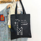 Weiyinxing Canvas Bag for Women New Shopper Handbags Reusable Canvas Shoulder Tote Bag school bags for girl Casual tote bags