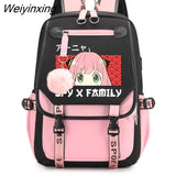 Weiyinxing X Family Anya Forger Anime School Backpack Bag Usb Port School Bags for Girls Teenager Travel Backpack Bag SchoolBag Mochila