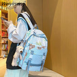 Weiyinxing Girl College Striped Backpacks Women Cute Student Plaid School Bag Teenage Girls Harajuku Female Travel Backpack Kawaii