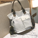 Weiyinxing Women's Tote Shoulder Bag Solid Color Canvas Crossbody Bags for Women Handbags Shopping Bag Ladies Messenger Bag Bolso