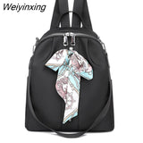 Weiyinxing Fabric Large Female Shoulder Bag Large Capacity Simple Style Casual Travel bag High capacity Women Ribbon Backpack