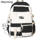 Weiyinxing Quality Multi Pocket Buckle Backpack Women Patchwork Waterproof Shoulder Bags Teenage Girls Laptop Backpack Cute School Bag