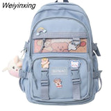 Weiyinxing Harajuku Girl Cute Backpack Solid Color Waterproof School Bag For College Students Female Travel Bagpack Teenagers Book