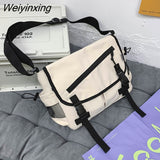 Weiyinxing Large Capacity Casual Fashion Single Shoulder Bag Korean Teenagers Multiple Pockets Book Bag Nylon Waterproof Travel Bag