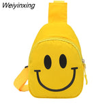 Weiyinxing Cute Cartoon Smiley Baby Backpack Children Boy Girl Chest Crossbody Bags Travel Harness Bag Adjustable Nylon Kids Chest Bag