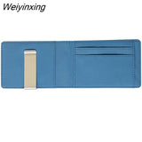 Weiyinxing Sale Fashion Solid Men's Thin Bifold Money Clip Leather Wallet with A Metal Clamp Female ID Credit Card Purse Cash Holder