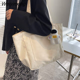 Weiyinxing Capacity Canvas Women's Handbag Cute Female Shoulder Bags Travel Totes Purse Girl Daily Shopping Bag