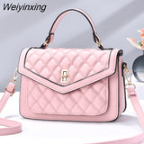 Weiyinxing Fashion Women Bag Trend 2023 Quilted Twist Lock Flap Square Bag Women Leather Handbags Messenger Brand Women's Shoulder Bags