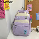 Weiyinxing Fashion Panelled Women Backpack Female Waterproof Nylon Cool Travel Bag Large Capacity Schoolbag for Teenage Girls Bookbag