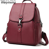 Weiyinxing New Women High Quality Leather Backpacks Female Shoulder Bag Sac A Dos Ladies Travel Bagpack Mochilas School Bags for Girls