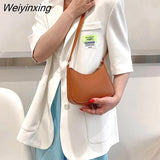 Weiyinxing New Women's Fashion Handbags Retro Solid Color PU Leather Shoulder Underarm Bag Casual Women Hobos Handbags