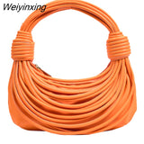 Weiyinxing Noodle Bag Designer Double Kotted Women Handbags Luxury Soft Pu Leather Shoulder Crossbody Bags Small Female Purses 2023