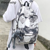 Weiyinxing Graffiti Print Men Backpack Harajuku Girl Student Male School Bag Ladies Fashion Laptop Nylon Backpack Women Book Boy Bag