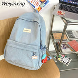 Weiyinxing Capacity Student Backpack Korean Japanese Solid Color Girl Three Piece Set Schoolbag Casual Simplicity Style Book Pack New