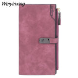 Weiyinxing Luxury Brand Women's Wallet Fashion Long Multi-Card Wallets Trendy Nubuck Leather Coin Purse Retro Solid Color Card Holder