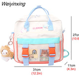 Weiyinxing New Multifunction Contrast Color Women Backpack Female Waterproof Nylon Insert Buckle Small Schoolbag Lovely Travel Bag