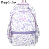 Weiyinxing Pink Travel Cartoon Print Book Bag Trendy Women Cute Leisure School Bags Girl Laptop Fashion Lady College Backpack Kawaii