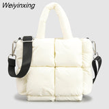 Weiyinxing Large Tote Padded Handbags Designer Quilted Women Shoulder Bags Luxury Nylon Down Cotton Crossbody Bag Winter Purse 2023