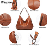 Weiyinxing FASHION 3 In 1 Large Capacity Shopping Tote for Women Luxury Bags PU Leather Purses and Handbags Leisure Shoulder Bag