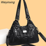 Weiyinxing Soft Washed Pu Leather Shoulder Crossbody Bag for Women 2023 Fashion Ladies Purses and Handbags Female Travel Totes Sac