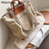 Weiyinxing canvas women handbags designer letters shoulder crossbody bags female large capacity tote leather patchwork shopper bag