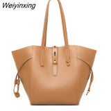 Weiyinxing Genuine Leather Women Handbag Fashion Girls Top-Handle Bucket Bag Soft Cowhide Female Shoulder Bags Women Crossbody Bag Sac