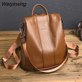 Weiyinxing New Fashion Brand High Quality Leather Backpacks Casual For School Teenagers Girls Large Capacity Travel Ladies Backpacks