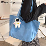 Weiyinxing Capacity Canvas Women's Handbag Cute Female Shoulder Bags Travel Totes Purse Girl Daily Shopping Bag