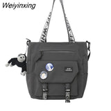 Weiyinxing Canvas Handbags Shoulder Bag Male Women Messenger Crossbody Bags Student Large Capacity School Bags Versatile Tote Bag