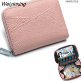 Weiyinxing Women Wallet Genuine Leather Card Holders Female Cowhide Wallets Fashion Small Portable Purses Cute Wallet Coin Bags Clutch