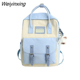 Weiyinxing Women Nylon Backpack Candy Color Waterproof School Bags for Teenagers Girls Patchwork Backpack Female Girl Backpack Laptop Book
