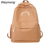 Weiyinxing Fashion Letter Printing Women Backpack Female Solid Color Nylon Travel Bag Kawaii Girl Simple Schoolbag Student School Bag