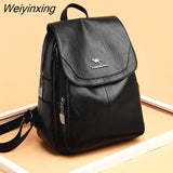 Weiyinxing Women Backpack Leather Leisure School Bags For Teenager Girls Lady Fashion Shoulder Bags High Quality Lady Travel Backpack