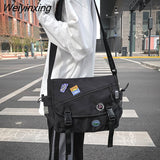 Weiyinxing Large Capacity Casual Fashion Single Shoulder Bag Korean Teenagers Multiple Pockets Book Bag Nylon Waterproof Travel Bag