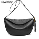 Weiyinxing Leather Shoulder Bag Women's bag Fashion Luxury Brand Women Handbag Designers Half Moon Cowhide Female Messenger Bag