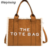 Weiyinxing Suede Luxury Designer Tote Bags for Women Shopping Travel Handbag Winter Plush Shoulder Bags Chic Leisure Crossbody Bag