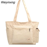 Weiyinxing Capacity Canvas Bag For Women 2023 New Simple And Versatile College Students' Make-up Shoulder Bags Small Crowd Tote