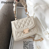 Weiyinxing Women's Handbag Fashion Tote Sewing Rhombus Thread Shoulder Bag Beige Leather Luxurious Luxury Brand Trend Shoulder Clutch Bag