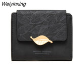 Weiyinxing PU Leather Retro Long Wallets for Women 2023 Simple Frosted Leaf Zipper Buckle Card Holder Large Capacity Women's Clutch