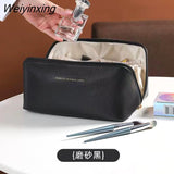 Weiyinxing Travel Cosmetic Bag for Women Leather Makeup Organizer Female Toiletry Kit Bags Make Up Case Storage Pouch Luxury Lady Box