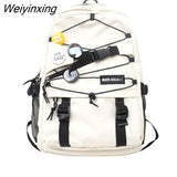 Weiyinxing Lady Male Mesh Badge School Backpack Female Nylon College Backpack Boy Girl Travel Bag Fashion Men Women Book Laptop Bags