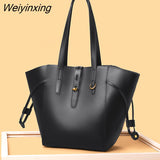 Weiyinxing Genuine Leather Women Handbag Fashion Girls Top-Handle Bucket Bag Soft Cowhide Female Shoulder Bags Women Crossbody Bag Sac