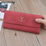 Weiyinxing Fashion Women's Wallets 2023 New Frosted Long Wallet Retro Snap Clasp Clutch Bag PU Leather Female Coin Purse