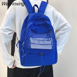 Weiyinxing Letter Printing Waterproof Nylon Backpack Women High Quality Net Travel Bag Cross Rope Laptop Backpack College Schoolbag